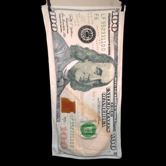 One Hundred Dollar Bill Towel Benjamin Franklin - Picture 2 of 2